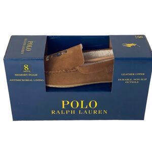 RALPH LAUREN Size 8 Mens Collins Bear Memory Foam Moccasin Slippers